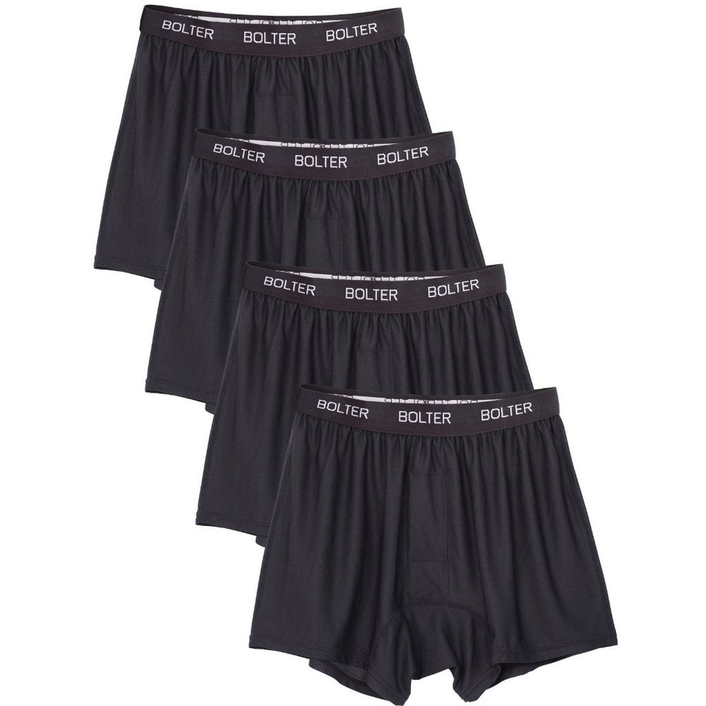 4 Pack Men's Nylon Spandex Performance Boxers Shorts 9004 Black New NWB